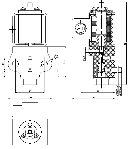 Вентиль электропневматический ВВ-32Ш (чертёж)
